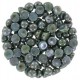 Czech 2-hole Cabochon beads 6mm Chalk White Blue Luster
